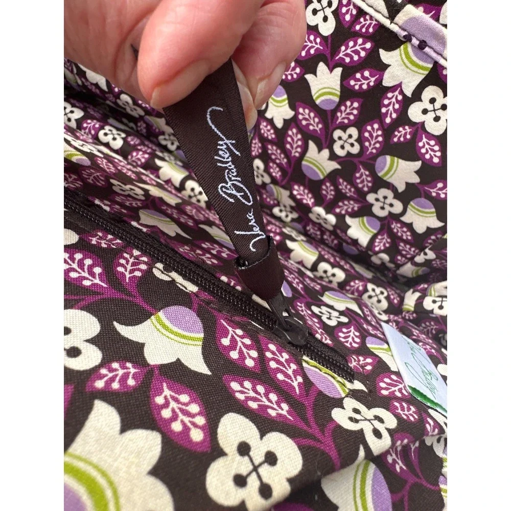 Vera Bradley Java Blue Floral Quilted Kiss Lock Frame Bag Satchel Purse‎ Brown
